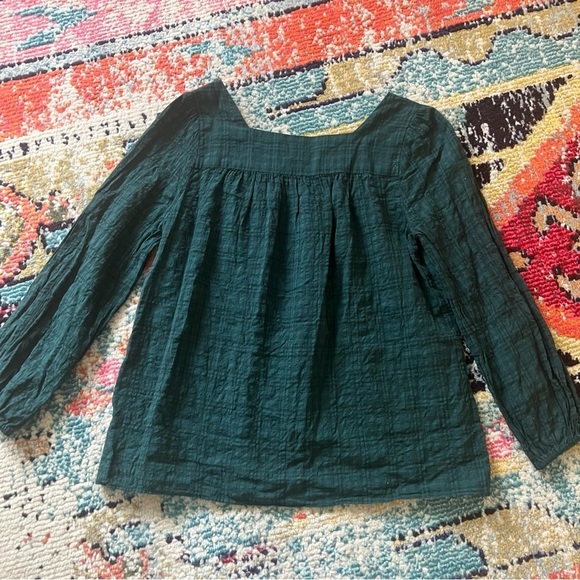 Madewell Plaid Square-Neck Peasant Top size XS - Picture 4 of 7